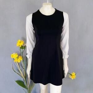 ZARA Contrast Sleeve Stretchy Mini Dress in Black & White SZ 4